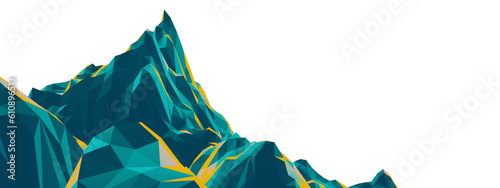 Plakat 3D render low poly stone mountain. Rock terrain.