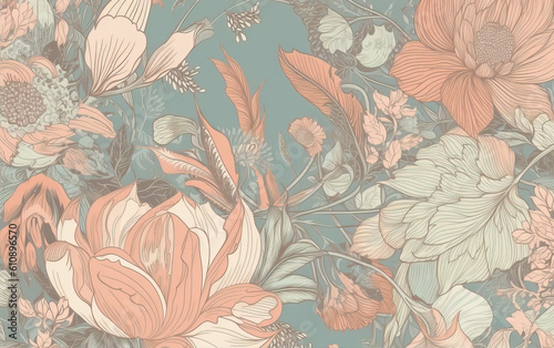 Flower illustration background,created with generative ai tecnology.