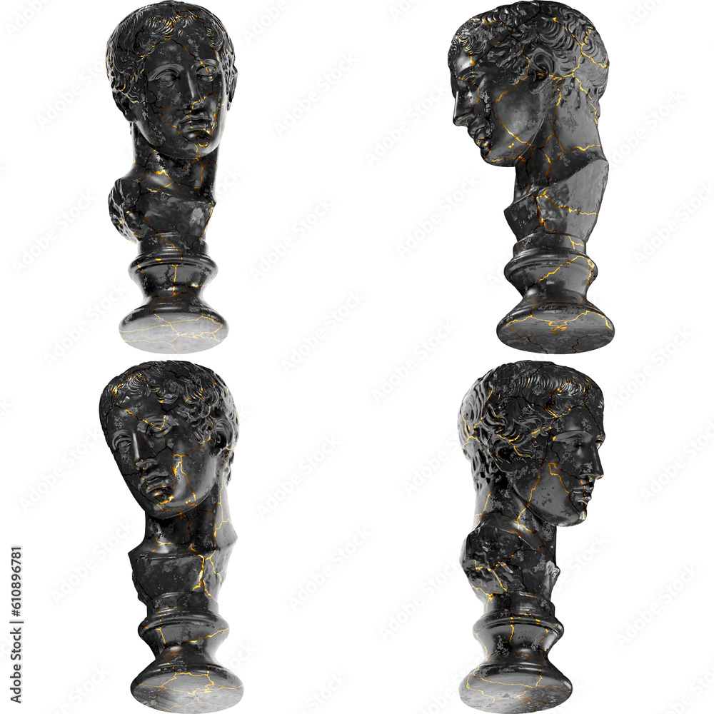 a black marble statue From a statue of Diskoforos. Perfect for graphic design, artistic projects.