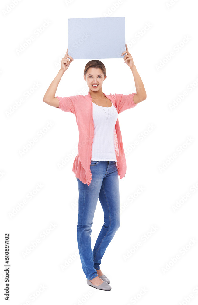 Portrait, poster and empty mockup with a woman isolated on a transparent background for information. Smile, marketing or advertising with a happy young female person holding a branding sign on PNG Portrait, poster and empty mockup with a woman isolated on a transparent background for information. Smile, marketing or advertising with a happy young female person holding a branding sign on PNG