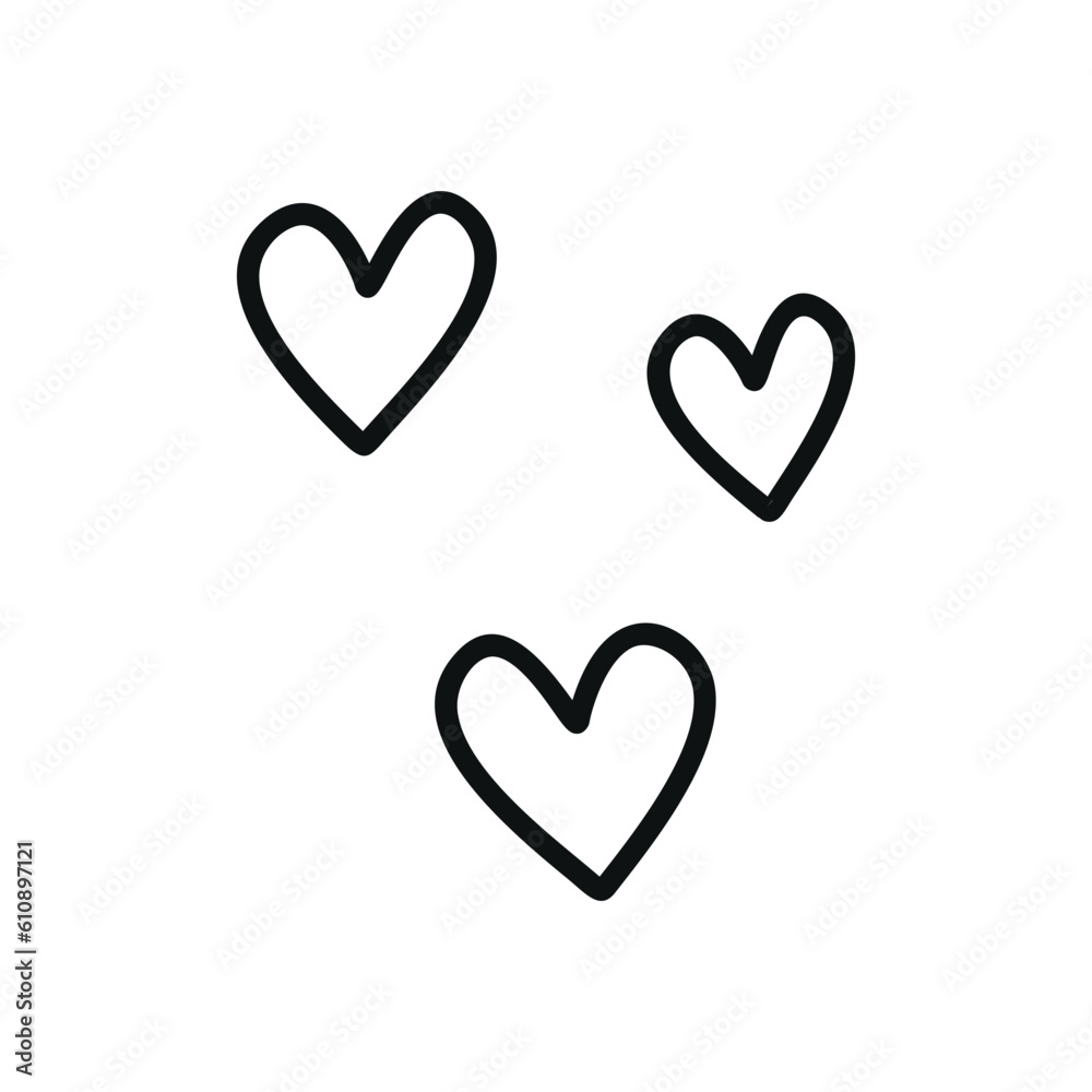 Hand drawn linear vector illustration of hearts Hand drawn linear vector illustration of hearts