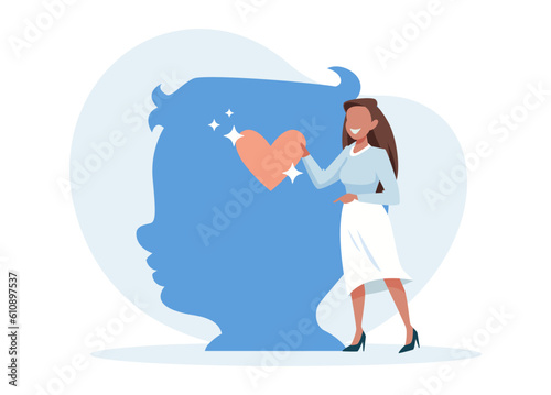 Vector of a woman giving love taking care of a child