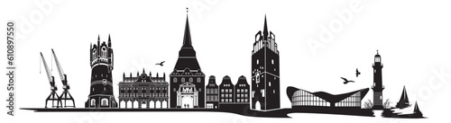 Illustration der Skyline von Rostock