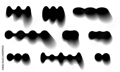 Collection of black geometric forms with transparent shadow