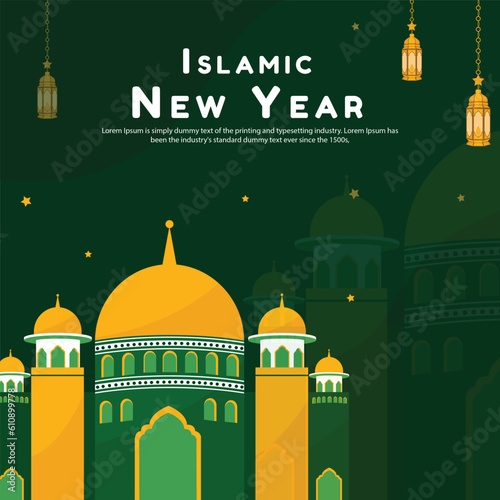 islamic new year template vector illustration design