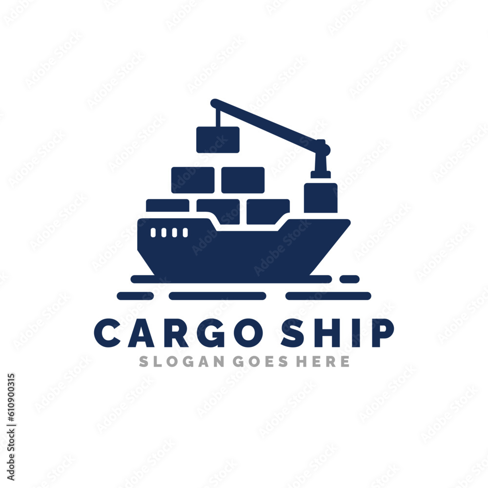 Cargo ship logo design vector illustration