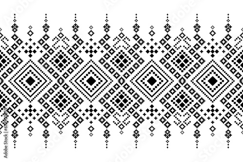 Nature vintages cross stitch traditional ethnic pattern paisley flower Ikat background abstract Aztec African Indonesian Indian seamless pattern for fabric print cloth dress carpet curtains and sarong