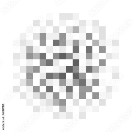 Round shaped censor blur effect pattern. Pixel checkered mosaic texture hiding prohibited content. Parental control, adult only, censorship or privacy concept photo