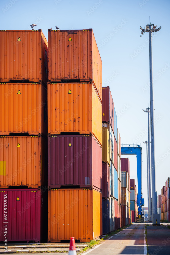 Fototapeta premium Shipping containers stacked