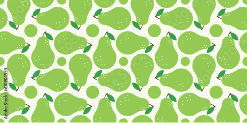 Pear background. Seamless pattern.Vector. 洋梨のパターン 　背景素材