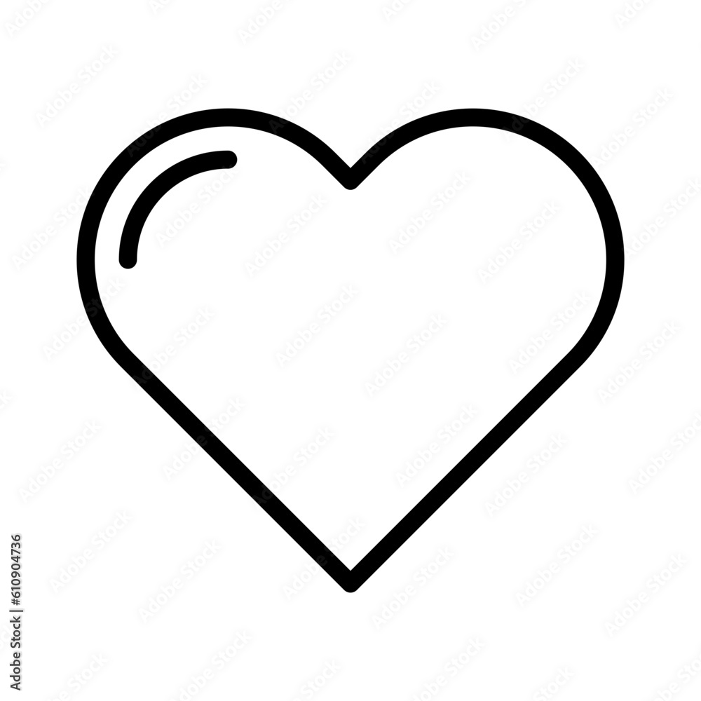 Flat line heart icon. Flat line heart icon.
