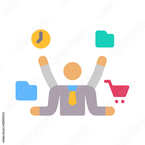 Multitasking flat icon for marketing logo	