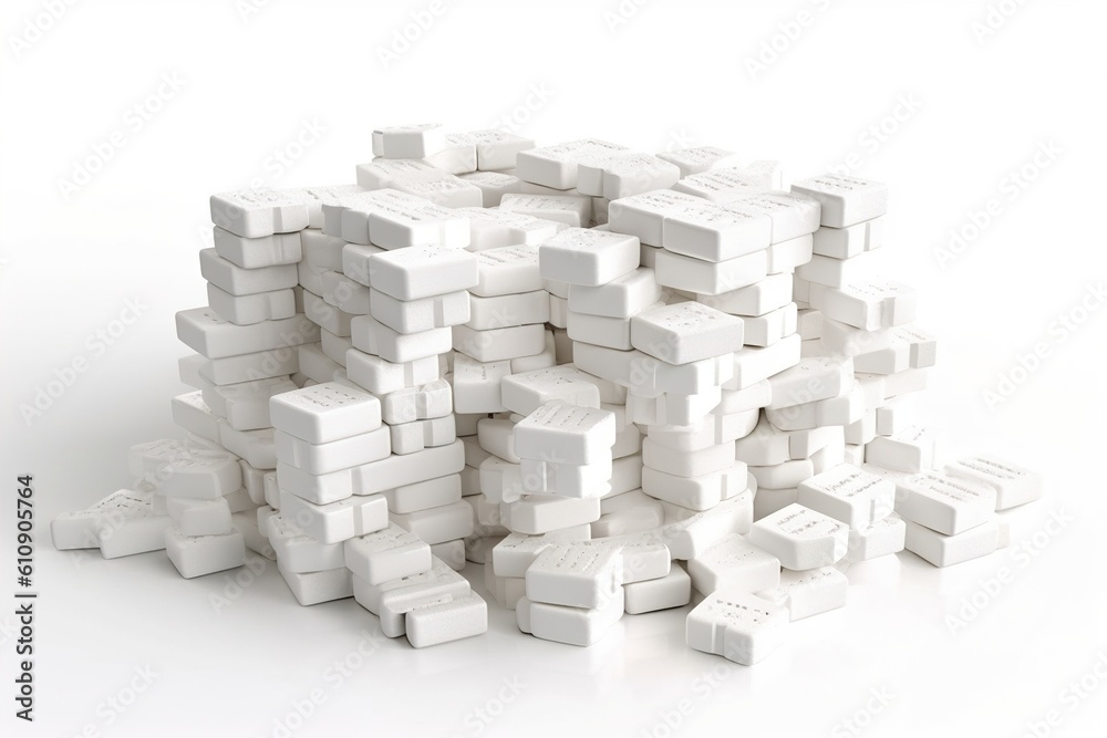 white bricks isolated on white background. Generated by AI. white bricks isolated on white background. Generated by AI.