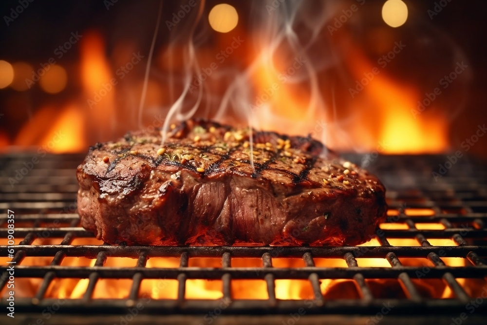Beef Steak on the Grill: Smoky Grilling Delight. Isolated Illustration on Transparent Background, Generative AI