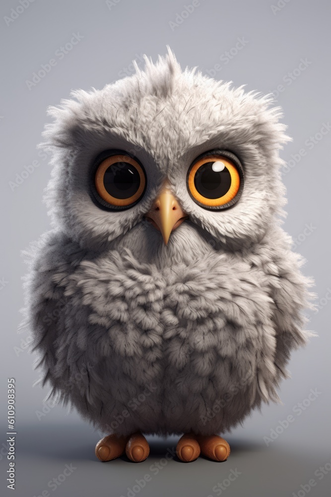 Cute owl 3D character created using generative AI tools Cute owl 3D character created using generative AI tools