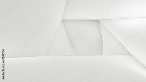 Architecture background empte interior with white geometric wall 3d render