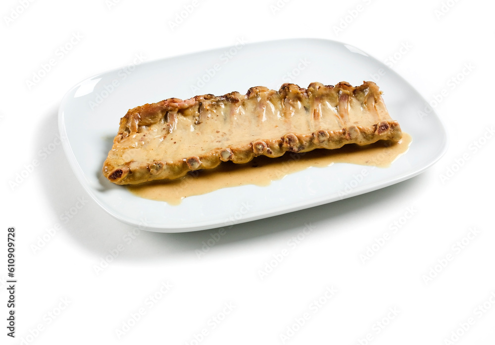 pork ribs with sauce on white background pork ribs with sauce on white background