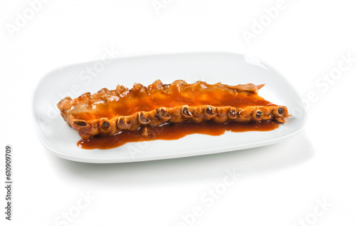 pork ribs with sauce on white background