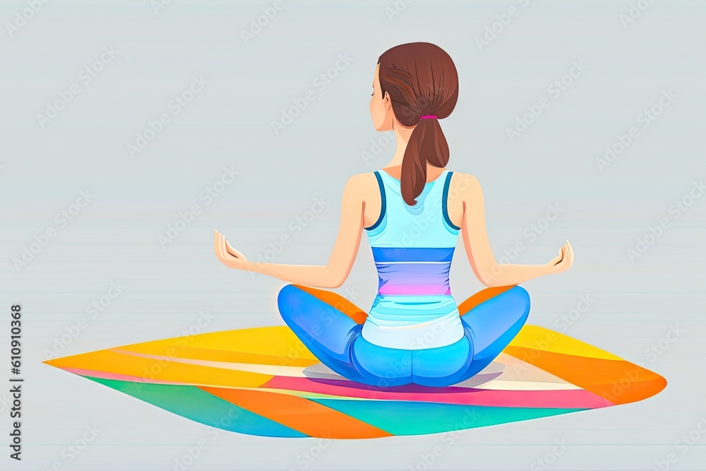 Woman Meditating in Lotus Pose Generative AI Woman Meditating in Lotus Pose Generative AI
