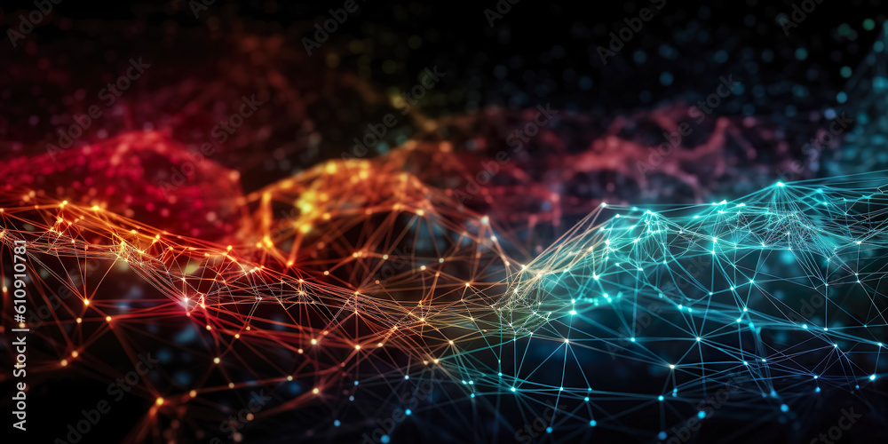 Network connection fiber optic , Abstract futuristic network lines background , Network technology abstract concept , Created with generative AI