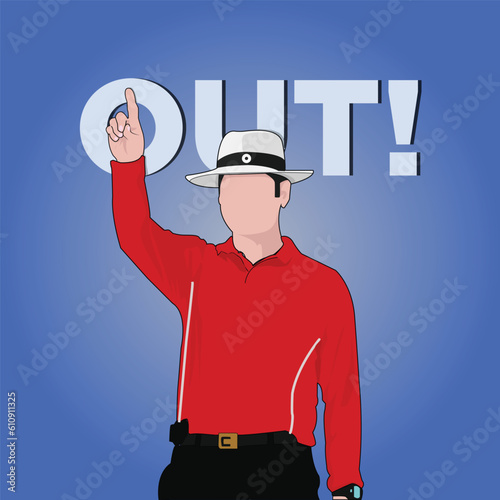 Umpire Decision OUT in Cricket Vector Illustration
Man pointing finger in  air as  symbol of wicket