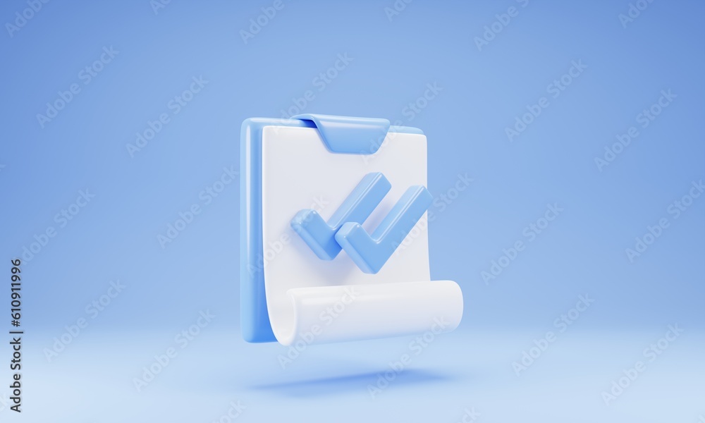 3d rendering clipboard with blue checklist icon isolated on blue background. 3d illustration 3d rendering clipboard with blue checklist icon isolated on blue background. 3d illustration