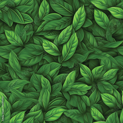 3D Green Leaves Nature Concept. Seamless pattern. Created with Generative AI technology. © Adrian Grosu