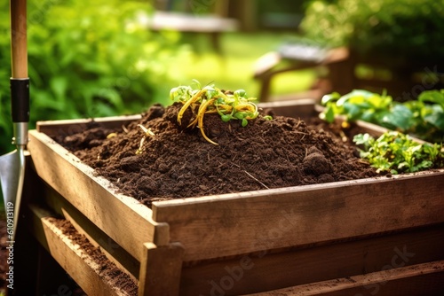 Composting and gardening concept. Garden compost. Generative AI