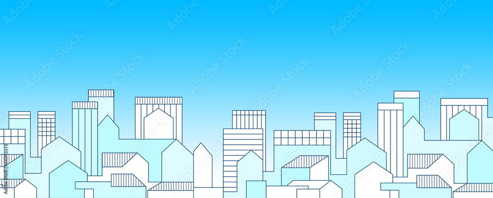 Skyline of a modern hypothetical city - Illustration concept against a colored background