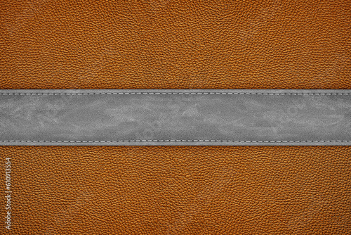 Texture of stitched leather background gray and brown colors