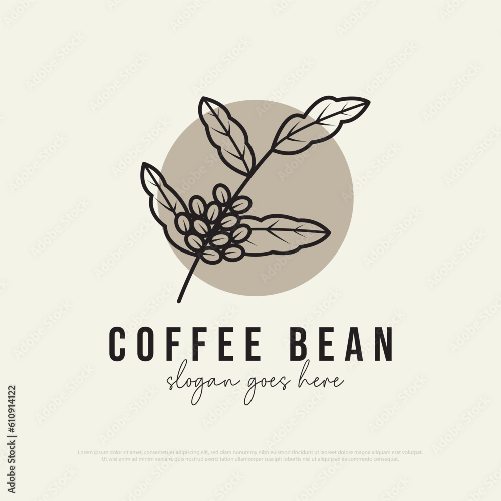 Obraz premium aesthetic Coffee bean logo design vector, best for cafe, restaurant, beverages etc