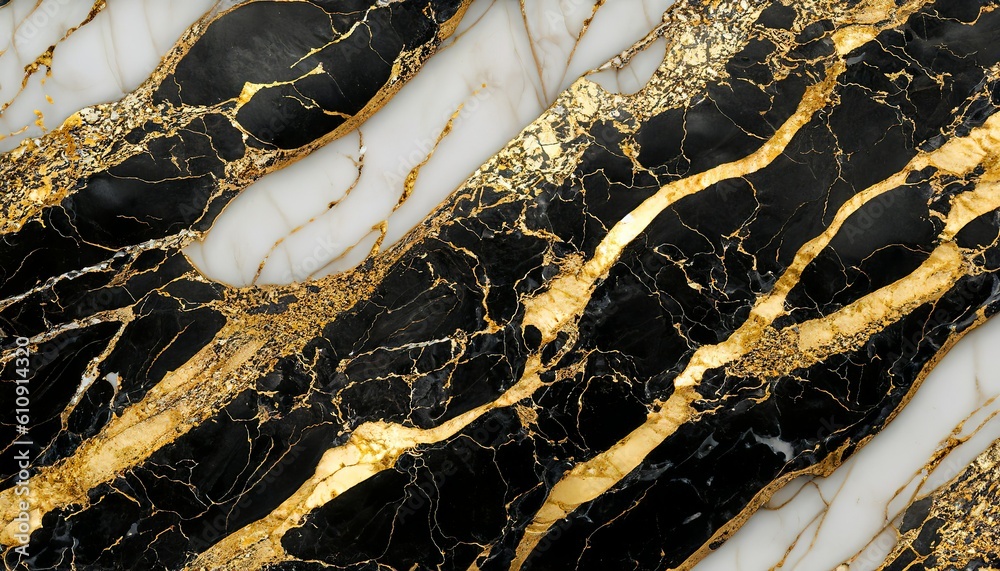 Gold and white Patterned natural of Black marble texture background for Texture illustration.