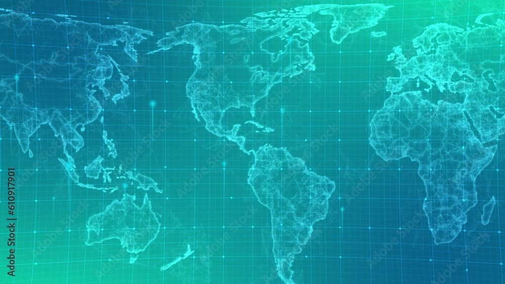 Technology big data digital blue glowing on world map background.Global networking technology background digital communication