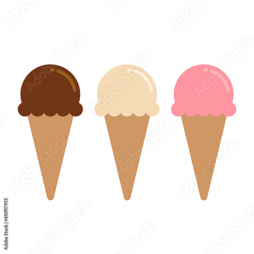 ice cream cones set flat vector illustration logo icon clipart 