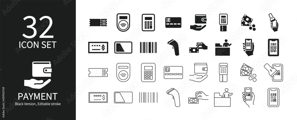 Set of icons related to payment Set of icons related to payment