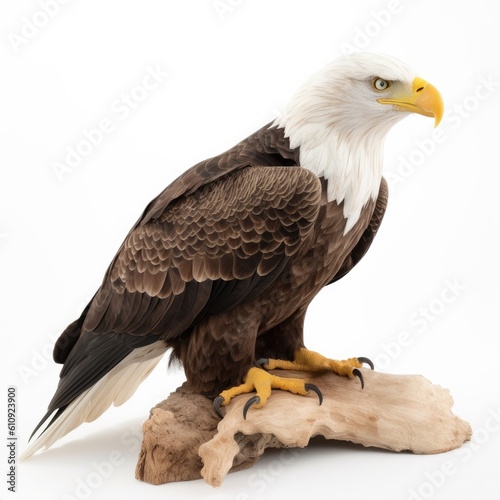 Bald Eagle bird isolated on white background. Generative AI