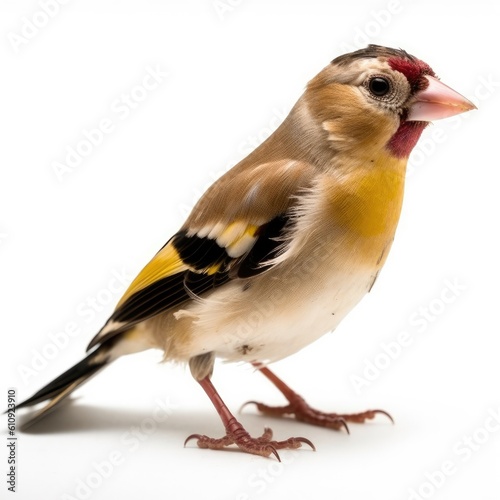 European Goldfinch bird isolated on white background. Generative AI