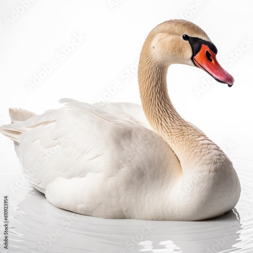 Mute Swan bird isolated on white background. Generative AI © Razvan