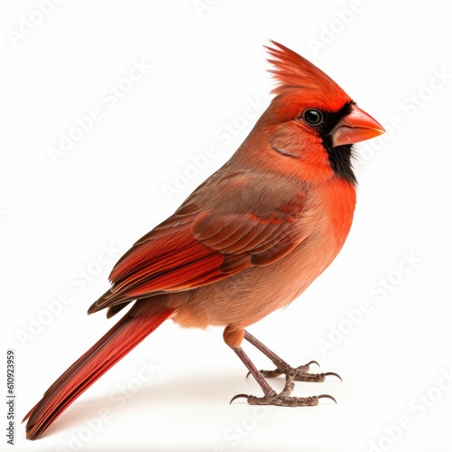 Northern Cardinal bird isolated on white background. Generative AI © Razvan