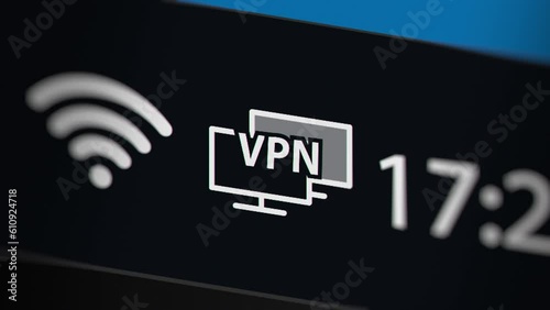 Animation of Animation of VPN (Virtual Private Network)  Status on the Taskbar,  Fictitious Data Created Exclusively for This Concept 