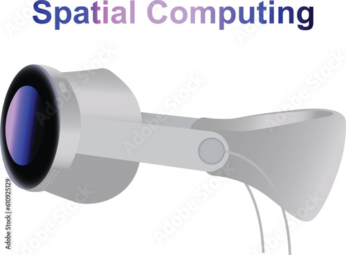 Spatial Computing AR and VR headset side view glossy