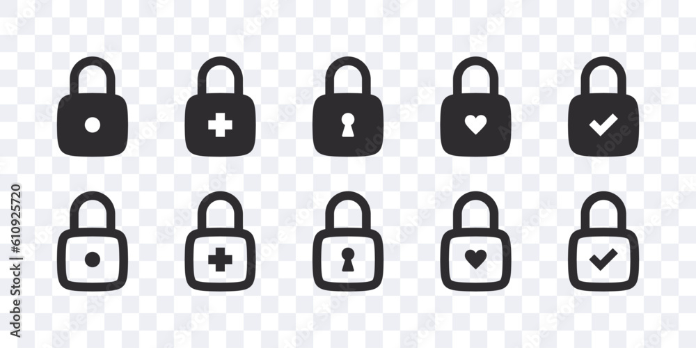 Lock icon collection. Padlocks icons. Security symbol icons. Vector scalable graphics