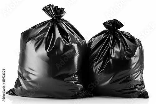 black garbage bags isolated on white