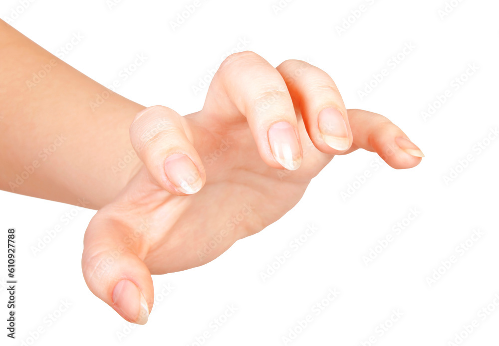 Women's thrilling hand on a white background. Women's thrilling hand on a white background.