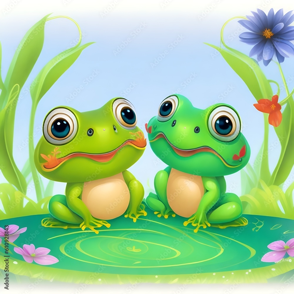 Obraz premium AIツールで生成したカエルのイラスト