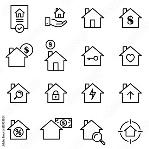 housing real estate icon set property sales and investment symbol