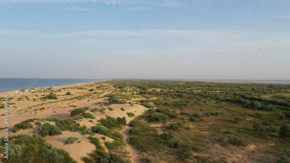 flying over a sandy beach with plants. A deserted beautiful sandy beach in the early morning. A peaceful morning on a sandy beach beside the sea. flying over a sandy beach with plants. A deserted beautiful sandy beach in the early morning. A peaceful morning on a sandy beach beside the sea.