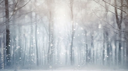 Snow covered trees in winter. Generative AI. © hugo