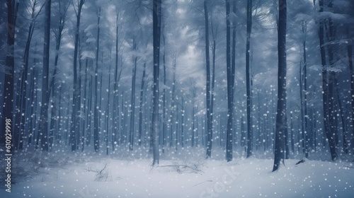 Snow covered trees in winter. Generative AI. © hugo