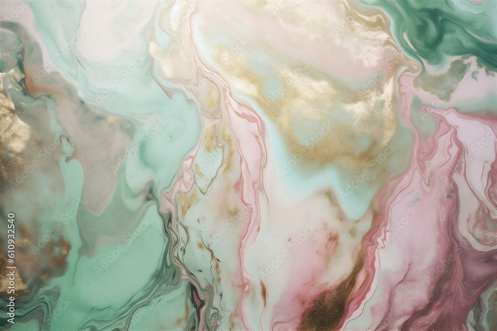Abstract liquid watercolor background with golden lines. Pastel marble alcohol ink drawing effect, ai generation Abstract liquid watercolor background with golden lines. Pastel marble alcohol ink drawing effect, ai generation